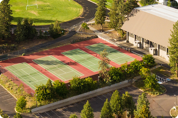 ariel view of tennis courts