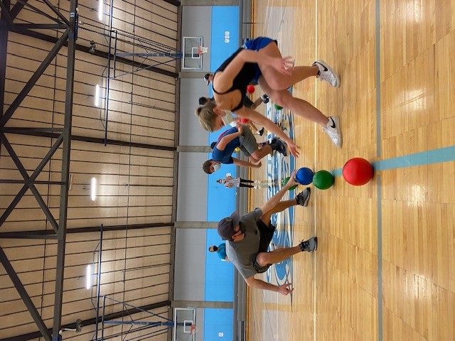 start of a dodgeball game