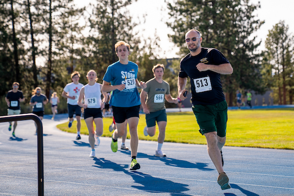 large group of people running